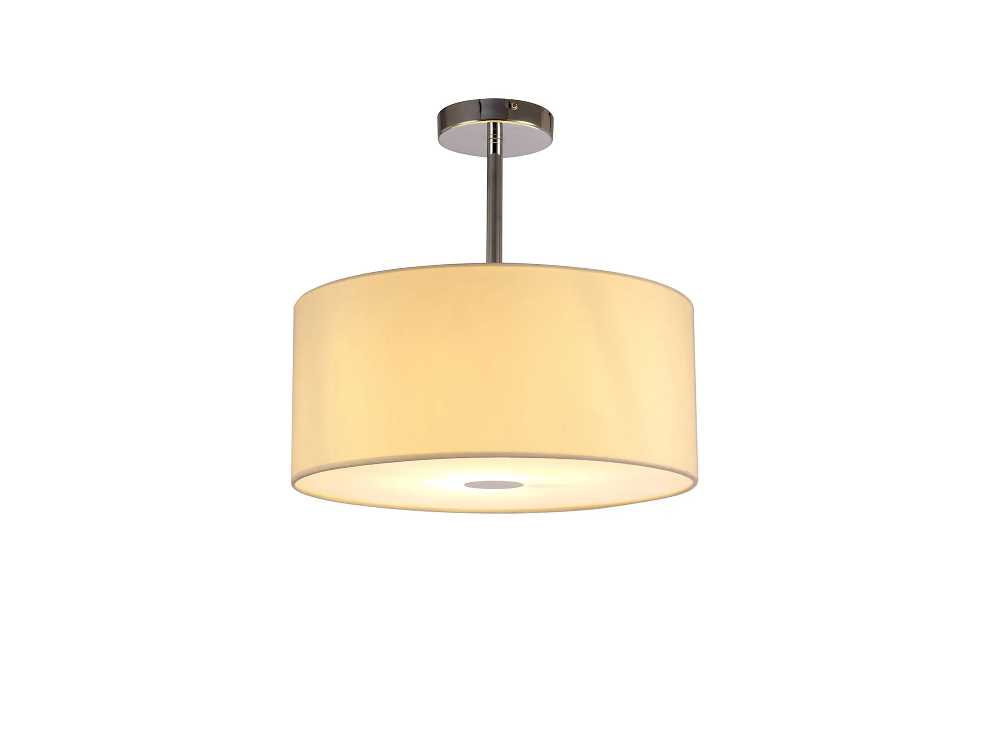 DK0095  Baymont 40cm Semi Flush 1 Light Polished Chrome; Ivory Pearl; Frosted Diffuser